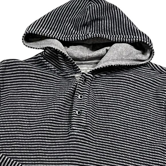Michael Kors Gray and Black Striped Hoodie Button Up Mens Medium - Picture 1 of 8